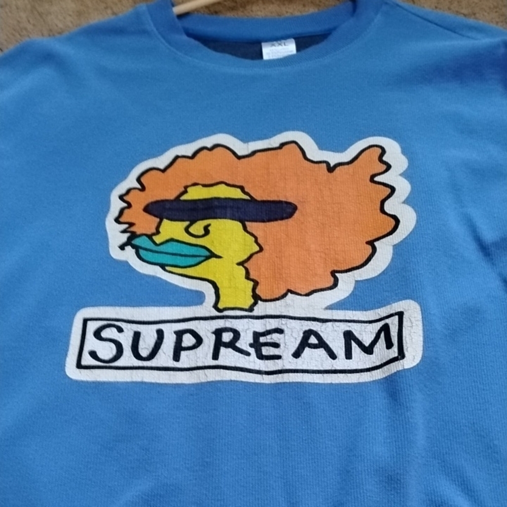 Supream Gonz Style Simpsons Homage Blue Graphic Sweatshirt Supreme-Style